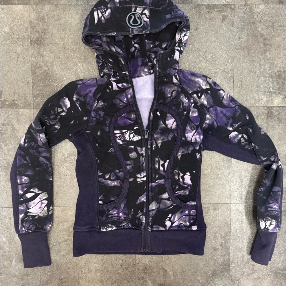 Lululemon Scuba Hoodie Black Swan Creekside Camo Full Zip Jacket Size 6